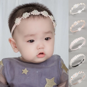Bandeau en Dentelle Élastique pour Bébé Fille Avec Fleur en Künstliche Perle Artificielle Accessoire de Coiffure Princesse pour Photographie