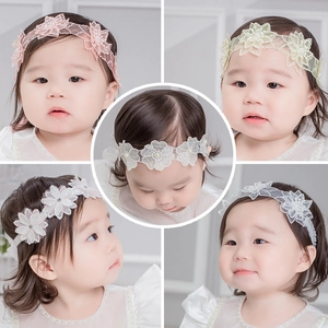 Bandeau à Fleurs Doux pour Bébé en Dentelle et Maille Élastique Avec Décoration de Künstliche Perles pour Accessoires de Photo Fille