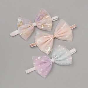 Lot de trois bandeaux pour filles en tulle avec motifs de papillons et d'étoiles