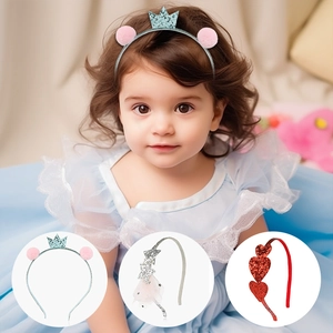 Serre-têtes Cœur Étoile Couronne à Paillettes pour Filles Accessoires Cheveux Fête de la Saint-Valentin