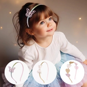 Cerchietto per Capelli con Paillettes Glitterate per Bambini Farfalla Cuore Fiocco Accessori per Capelli da Principessa per Ragazze
