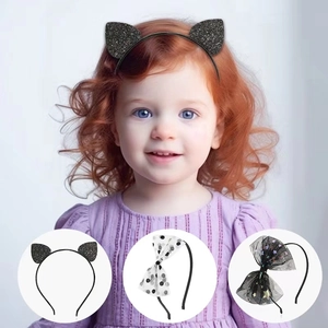Halloween Kids Mesh Bowknot Star Polka Dot Cat Ears Headband Hair Hoop Variety Costume Party Hair Accessories For Girls