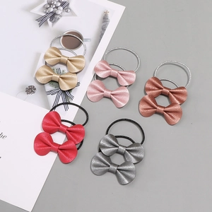 Glitzernde Hasenohr Schleifen Haargummis Set in verschiedenen Metallic Farben für Mädchen