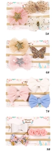 Detailansicht Baby Stirnband Set mit Pailletten Schleifen und Blumen auf Karte