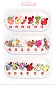 Lot de 18 barrettes à cheveux brodées pour enfants avec motifs animaux et fruits colorés