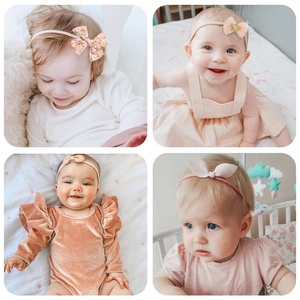 Dreierpack weiche Nylon-Baby-Stirnbänder mit Blumenbögen und Flügeln für Kleinkinder