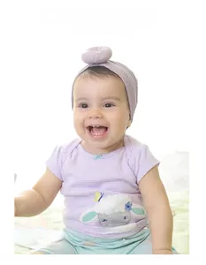 Lot de trois bandeaux bébé donut avec pois blancs sur tissu en maille douce et souple