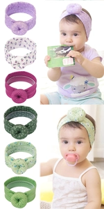 Détails de 6 bandeaux bébé avec nœuds donut, motifs floraux et imprimés à pois
