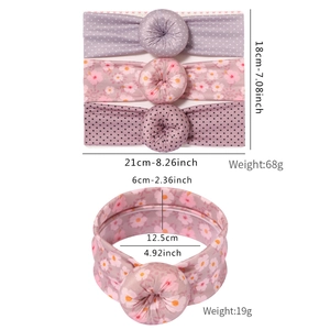Lot de trois bandeaux donuts pour bébé avec imprimés floraux et à pois pour nouveau-né