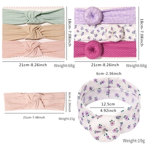 Lot de 3 bandeaux bébé avec imprimés floraux et nœuds beignets unis pour nourrissons