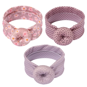 Lot de trois bandeaux élastiques pour bébés avec nœuds donut et motifs à fleurs