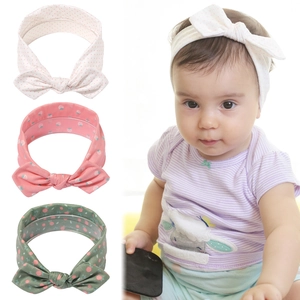 Set di 3 Fasce per Capelli Neonato Con Fiocco Morbida Fascia Elastica in Misto Cotone Pois Fragola Floreale Accessori per Capelli Bambina