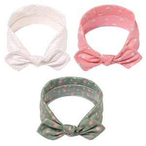 Set da 3 fasce per neonati con pois, fragole e stampe floreali in morbido cotone bio
