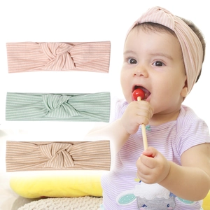 Ribbed Knit Knot Baby Headbands Striped Elastic Hairbands Soft Cotton Blend Headwear For Toddlers Infants Newborns Kids Accessories
