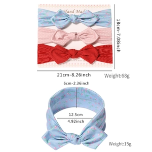 Set of 3 baby headbands with polka dots and floral prints on elastic soft fabric