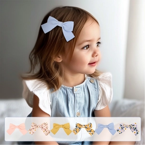 Pinces à Cheveux Nœud en Coton et Lin Faites à la Main pour Filles Enfants Imprimé Floral Marguerite Barrettes Accessoires de Coiffure