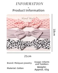 Baby-Stirnband-Set 3-teilig mit rosa Herzen, lila uni und Leopardenmuster-Schleifen