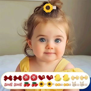 Süße Cartoon Tier Frucht Blume Stoff Haarspangen Für Baby Mädchen Kinder Stoff Schleife Stern Herz Sonnenblume Seitenclip