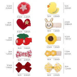 Größentabelle für 10-teiliges Set aus roten Glitzer-Hasen- und Blumen-Haarspangen
