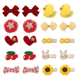 20-teiliges Haarklammer-Set für Kinder mit roten Samtschleifen und Plüschtier-Designs