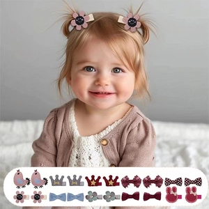Ensemble de Barrettes à Cheveux en Tricot pour Enfants Fait Main Animaux Mignons Fleurs Nœuds Maille Épingles BB Style Coréen Accessoires Filles