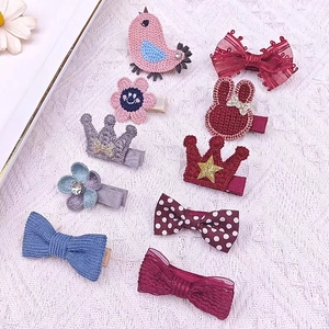 Lot de 10 pinces à cheveux pour enfants avec nœuds et fleurs en tricot et tulle