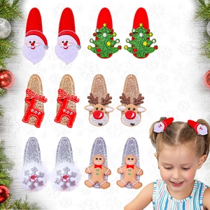 Christmas Hair Clips For Kids Sequin Reindeer Santa Gingerbread Man Xmas Tree BB Clips Toddler Festival Party Hair Accessories
