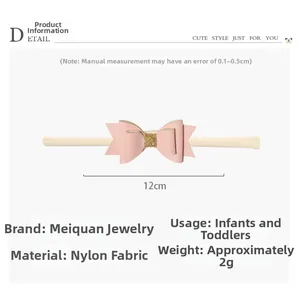 Baby-Haarband mit rosa Schleife aus Kunstleder, Goldglitzer und weißem Nylonband