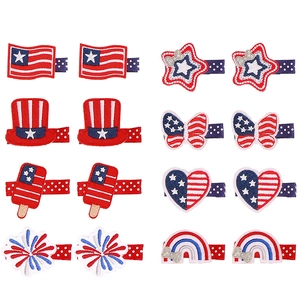 16-piece set of USA Independence Day hair clips with American flag and star designs
