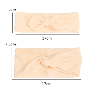Two-pack apricot modal baby headbands with bow and twist knot styles in 17cm length
