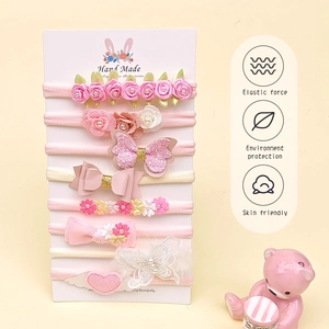 8er-Set Baby-Stirnbänder aus Nylon mit Blumen- und Schmetterlings-Designs