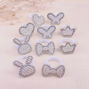 Lot de 10 élastiques à cheveux détaillés avec perles et strass pour filles et enfants