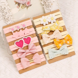 Lot de 10 bandeaux élastiques pour bébé avec fleurs brodées et nœuds en tissu