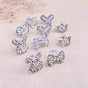 Lot de chouchous pour cheveux avec perles et strass formes de cœur couronne et lapin