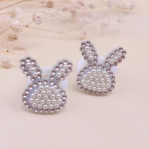 Chouchous lapin élastiques avec perles blanches élégantes et strass brillants
