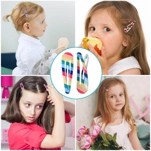 Kids colorful candy painted BB hair clips set with rainbow and floral patterns on girls