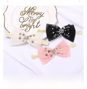 Détails des bandeaux pour bébé avec paillettes, strass et perles en trois coloris doux