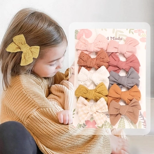 Kinder Schleifen Haarspangen Set Baumwolle Spitze Stickerei Blume Haarnadel Kariert Stoff Entenschnabel Clip Für Mädchen Kleinkinder Süß Haarschmuck