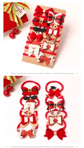Detailed set of Christmas nylon baby headbands with Santa and reindeer motifs