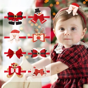 Christmas Baby Headbands Nylon Elastic Hair Bands For Newborn Toddler Santa Reindeer Snowman Bow Festive Hair Accessories