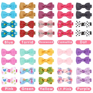 Set of 40 pieces kids bow hair clips with polka dots and animal prints for girls