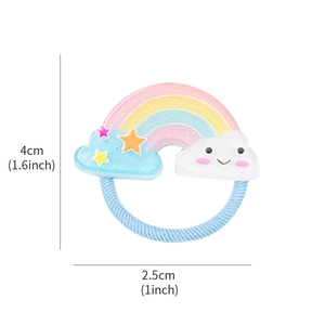 Cute rainbow and smiling cloud hair ties for girls with specific size dimensions 4x2.5cm