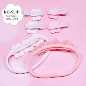 Bandeaux en nylon à fleurs et pinces à cheveux douces pour bébés et jeunes enfants
