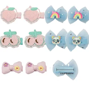 Set di mollette per capelli in maglia a coniglio e frutta per bimbe con clip da 3,5 cm