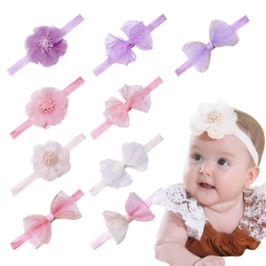 Bandeau Bébé Fleur Noeud en Maille pour Nourrisson Filles Princesse Bandeau Élastique Accessoires de Photographie Cheveux Mignons