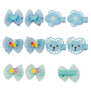 Lot de 10 barrettes mignonnes pour filles avec motifs animaux tricotés et papillons