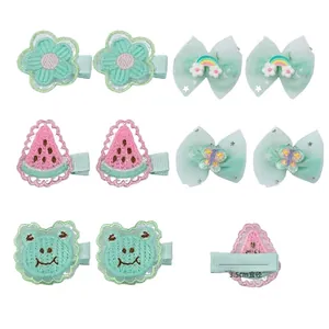 Lot de 10 pinces à cheveux motifs animaux mignons et arc-en-ciel pour fillettes