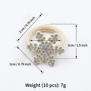 Sparkling snowflake rhinestone hair ties for girls with elastic band 3cm diameter 10pcs set