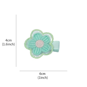 Barrette à cheveux fleur brodée verte pour filles avec dimensions de 6cm et 4cm
