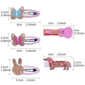 Glitzerspangen-Set für Mädchen mit Schmetterling, Kaninchen, Gitarre und Welpen-Motiven